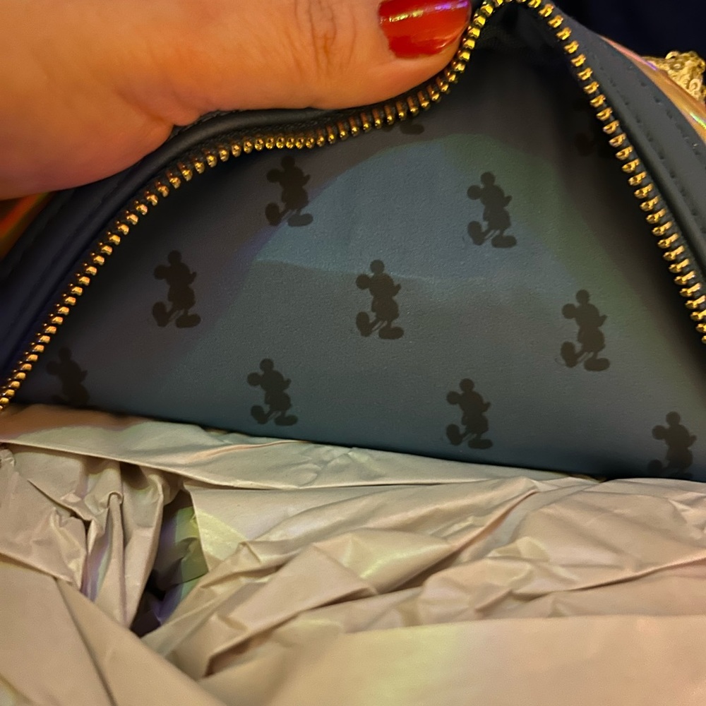 Disney 50th Anniversary Gold & Blue Sequin Loungefly Bag - Picture 8 of 13